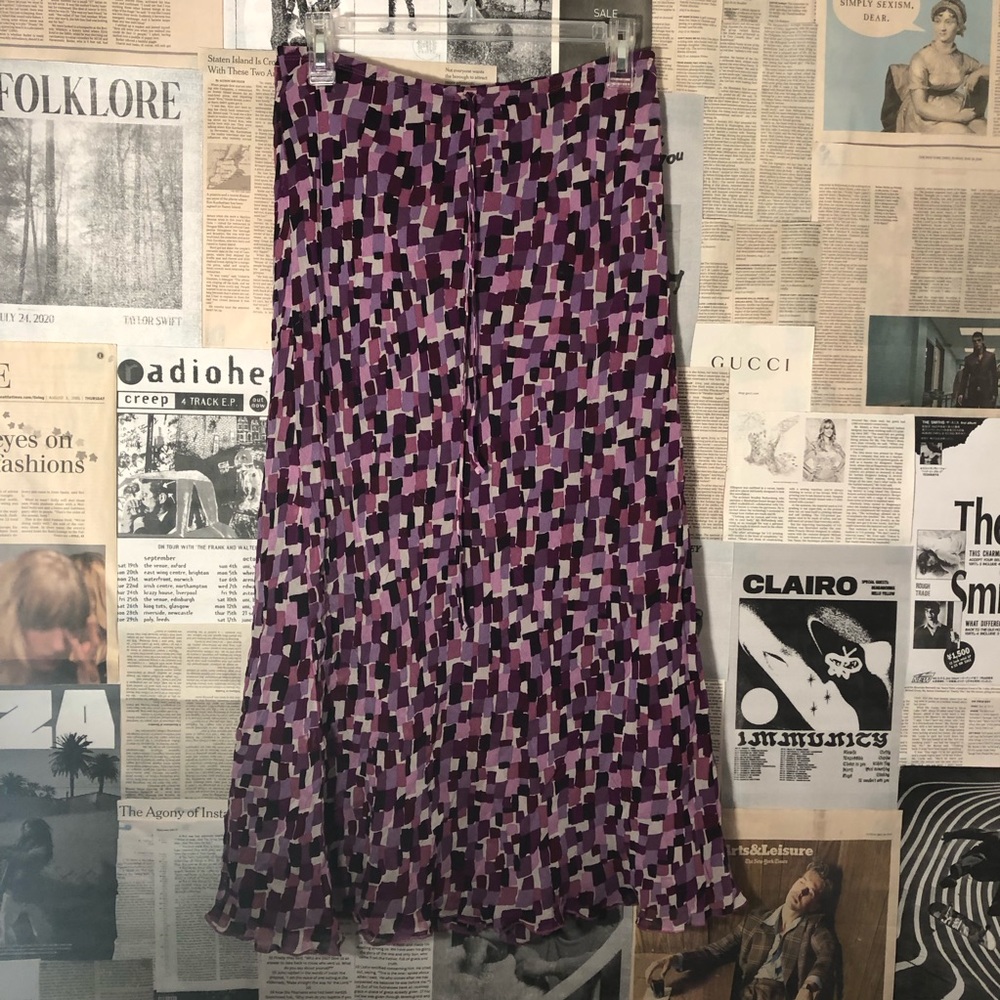 purple and pink midi skirt